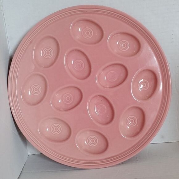 Fiestaware Fiesta CERAMIC Deviled Egg Plater Plate Tray DISH Peony Pink - Picture 16 of 16